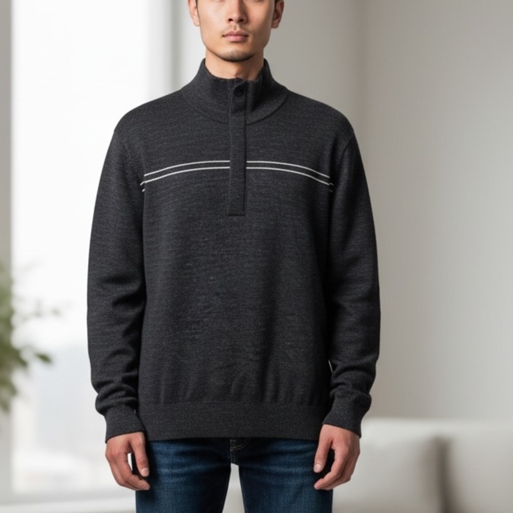 Banana Republic Grey Mock Neck Popover Sweater